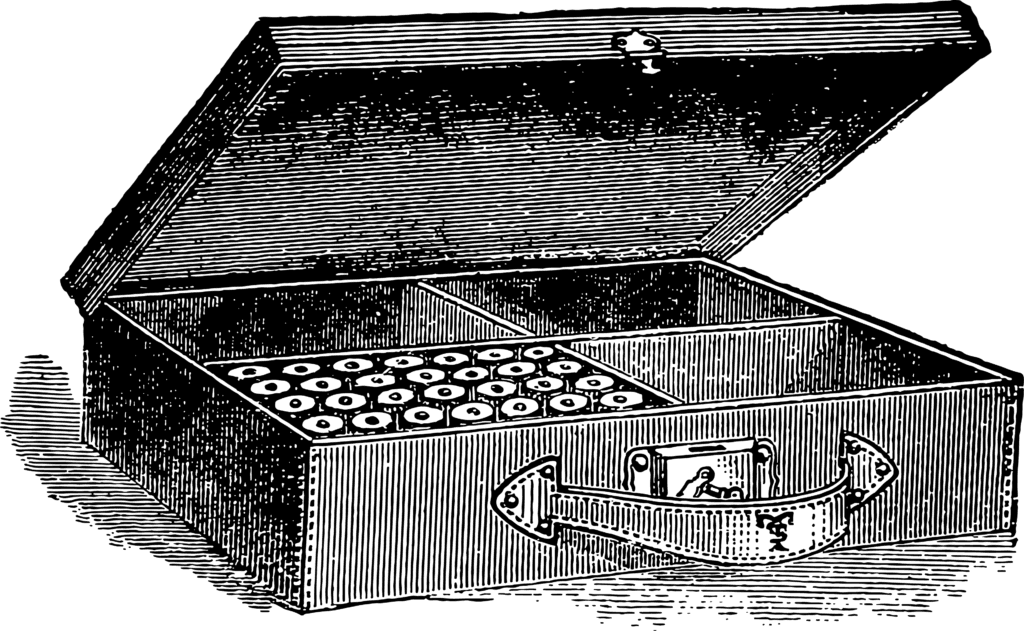 Althorn mit Verzierungen in Schwarz-Weiß Illustration