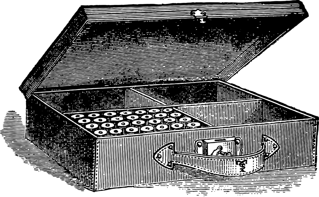 Althorn mit Verzierungen in Schwarz-Weiß Illustration