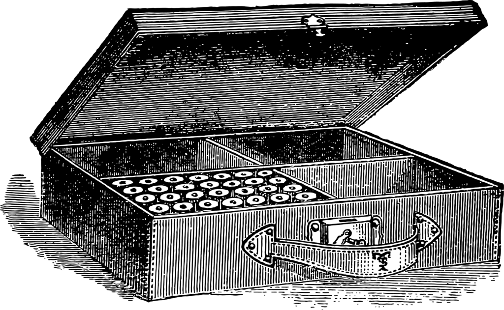 Althorn mit Verzierungen in Schwarz-Weiß Illustration