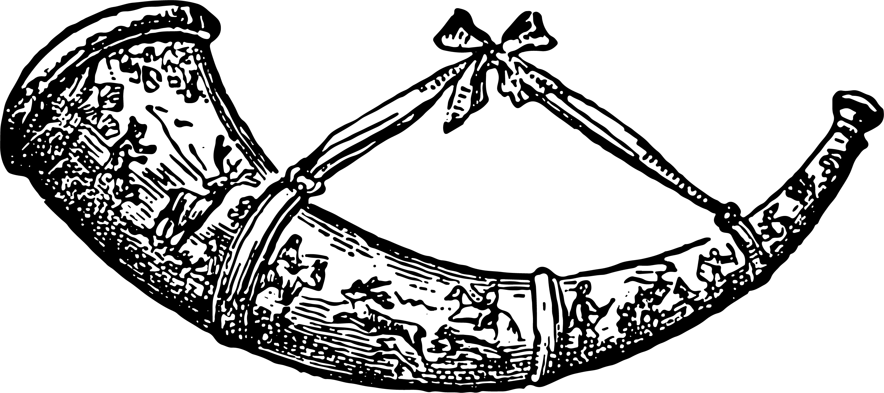 Althorn mit Verzierungen in Schwarz-Weiß Illustration